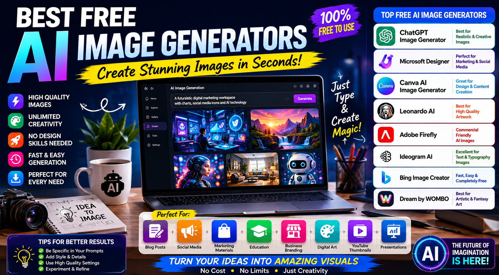 Best free AI image generators guide