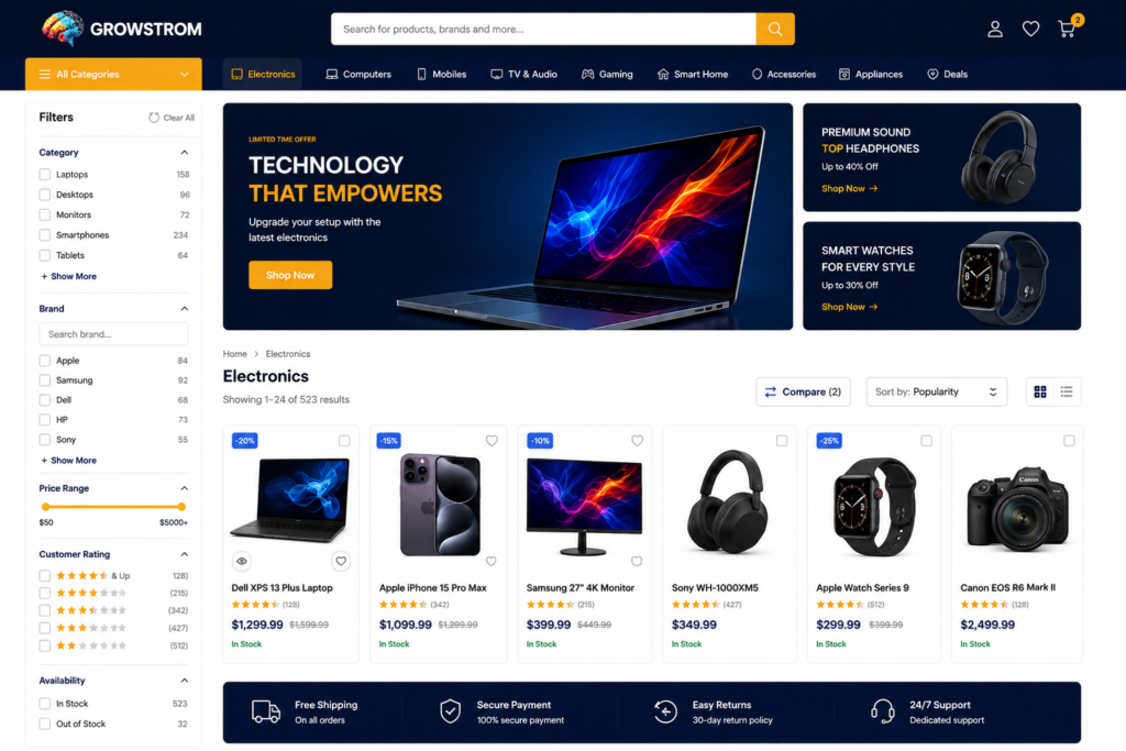 Warehouse Shopify Theme layout